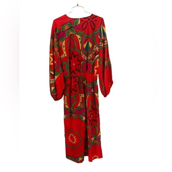 Rhode Resort Blake Printed Jumpsuit Dress Wide Leg Playsuit Red Cotton S - Picture 3 of 6